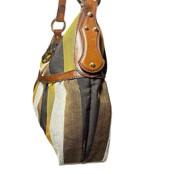 Fendi Bag | Fendi Multicolor Pequin Stripe Canvas Leather Chef Hobo - Picture 14 of 16